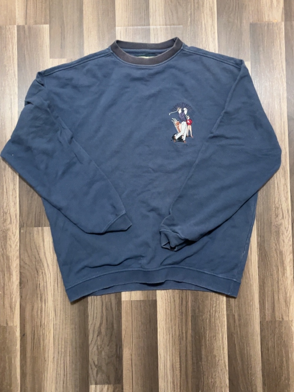 Vintage DOCKERS Embroidered Golf Crewneck Sweatshirt Mens Large Blue